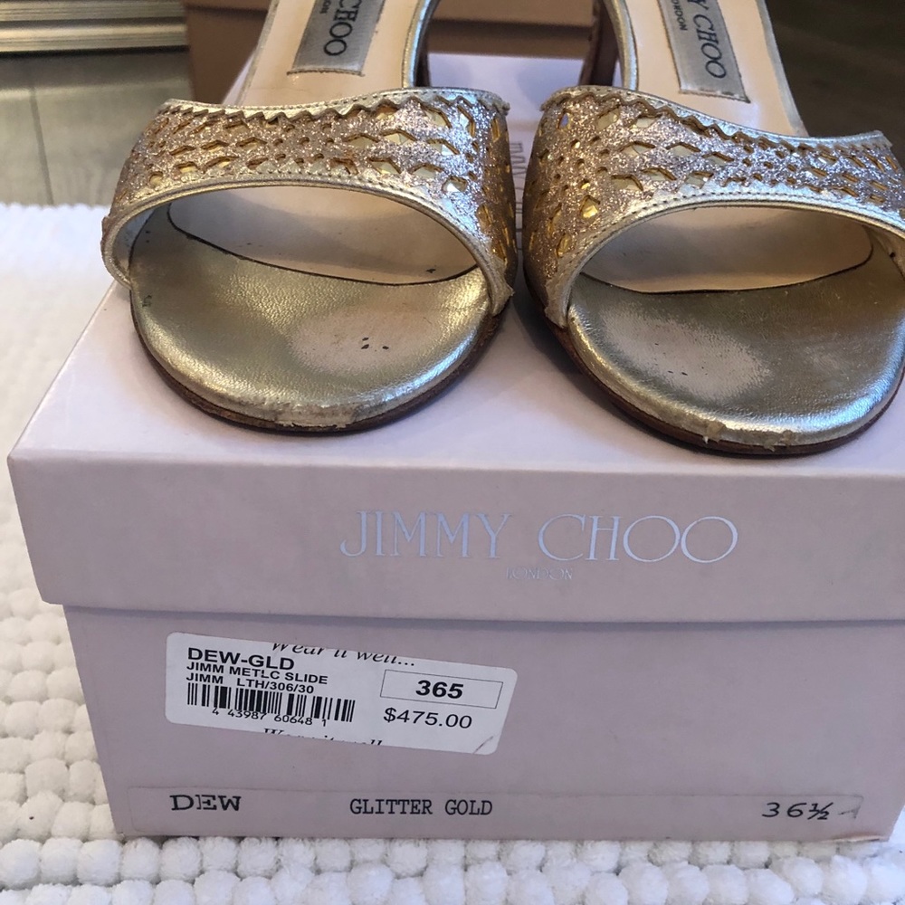 Jimmy Choo gold metallic slide